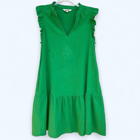 Boden bright green flutter sleeve dress with pockets - Picture 2 of 7